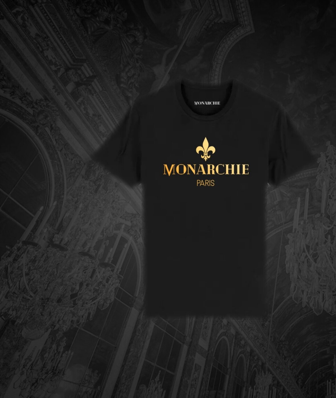 T-Shirt Noir Logo Or Monarchie Paris