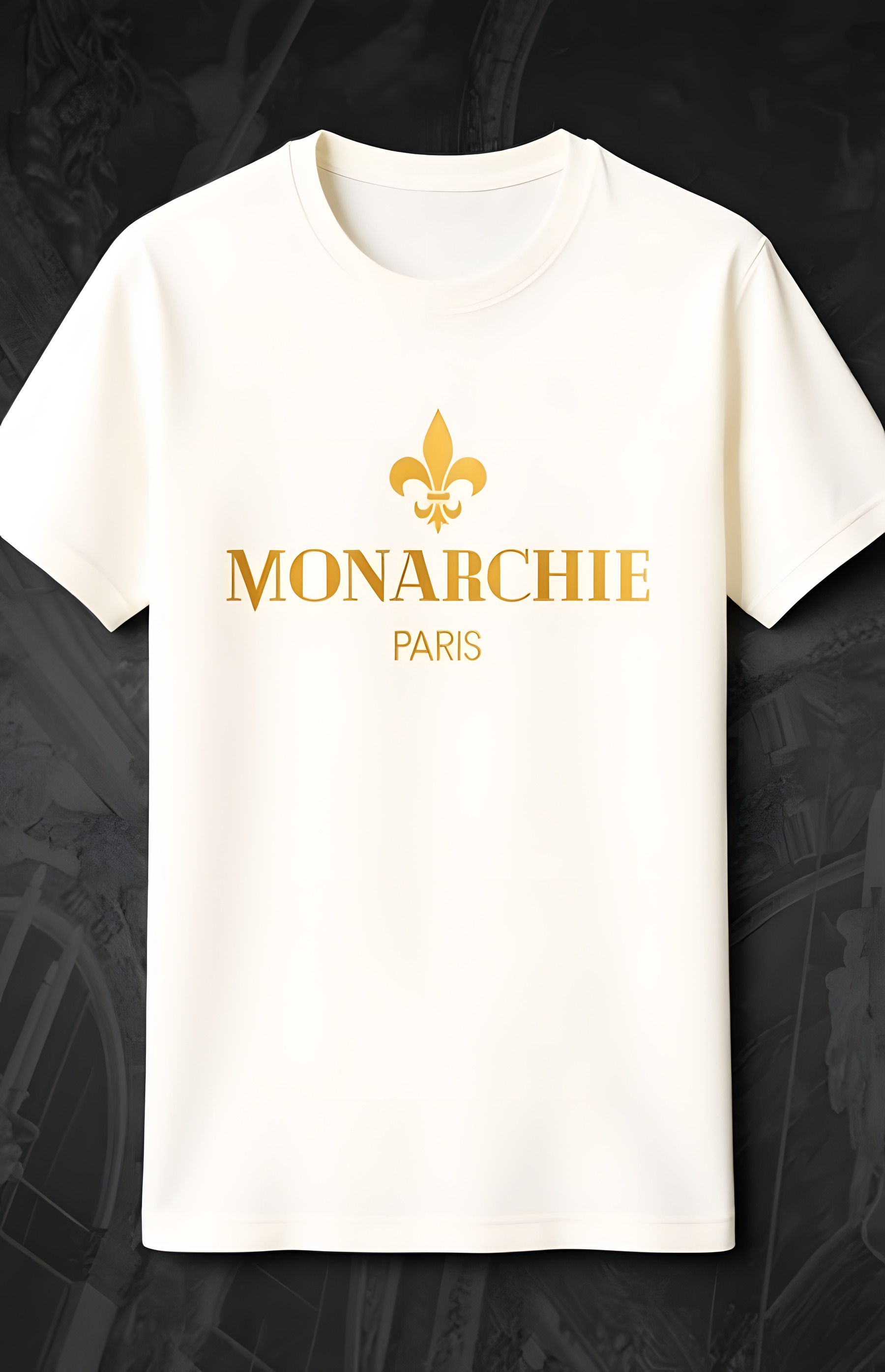 T Shirt Blanc Logo Or Monarchie Paris