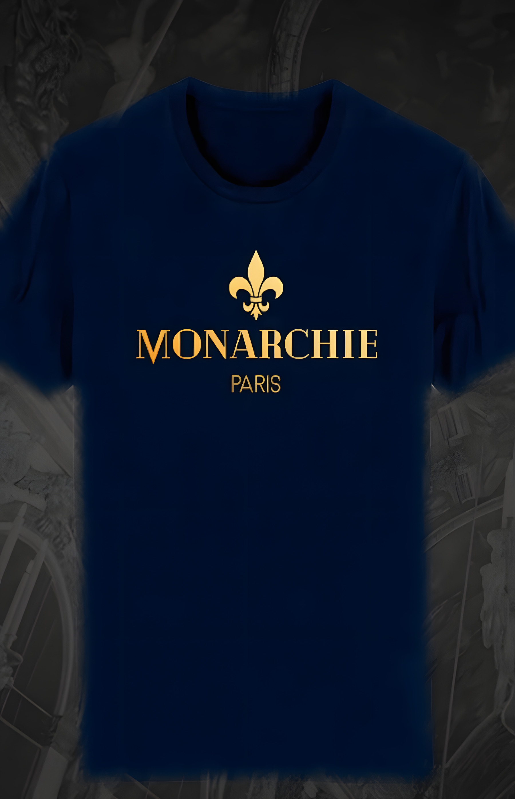 T Shirt Bleu Logo Or Monarchie Paris