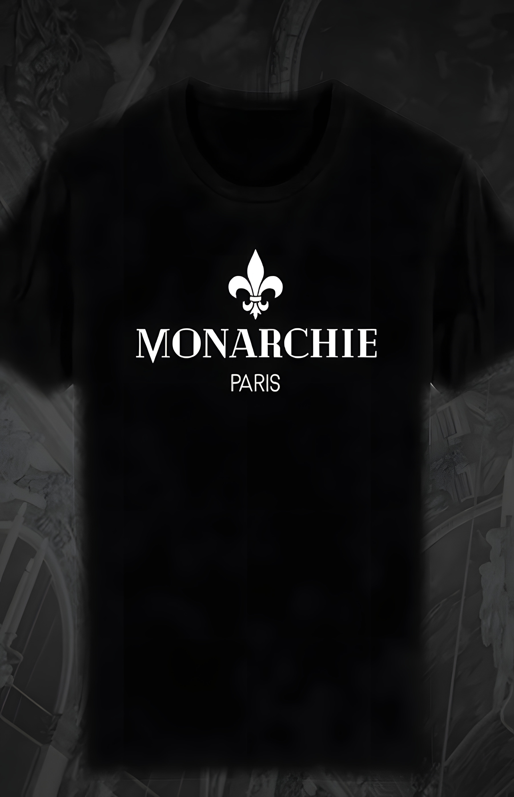 T Shirt Noir Logo Blanc Monarchie Paris