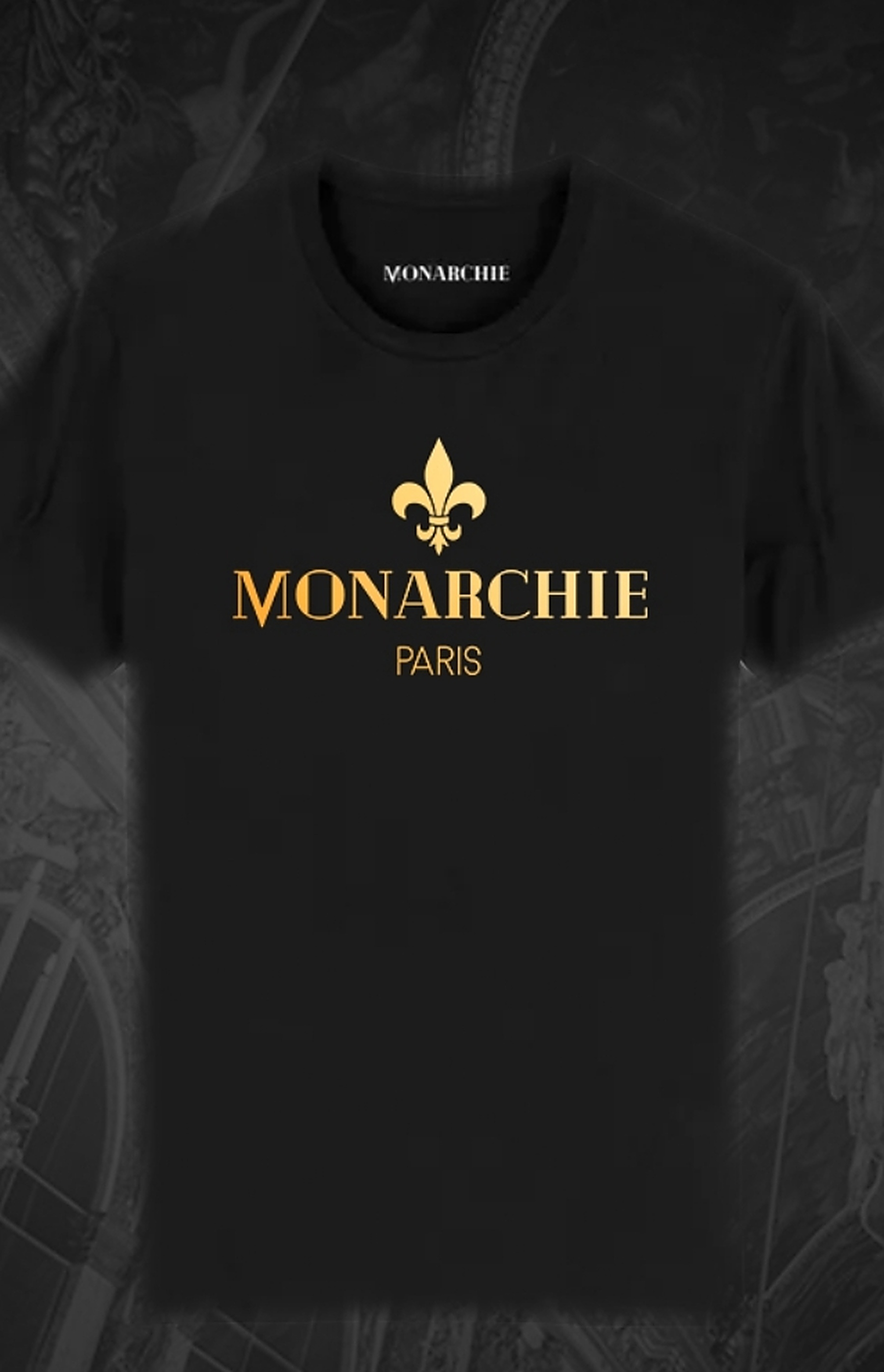 T-Shirt Noir Logo Or Monarchie Paris