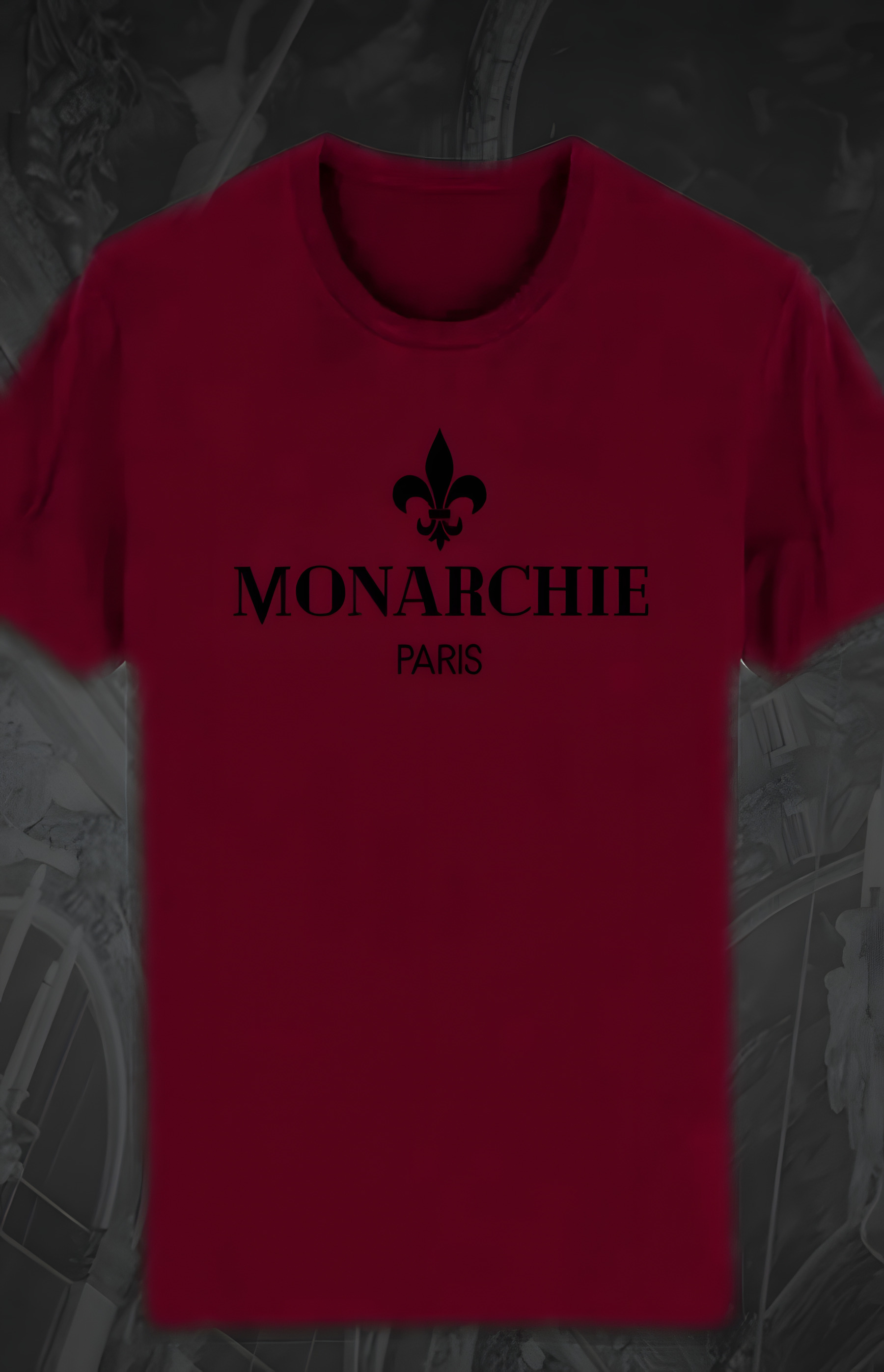 T Shirt Rouge Logo Noir Monarchie Paris