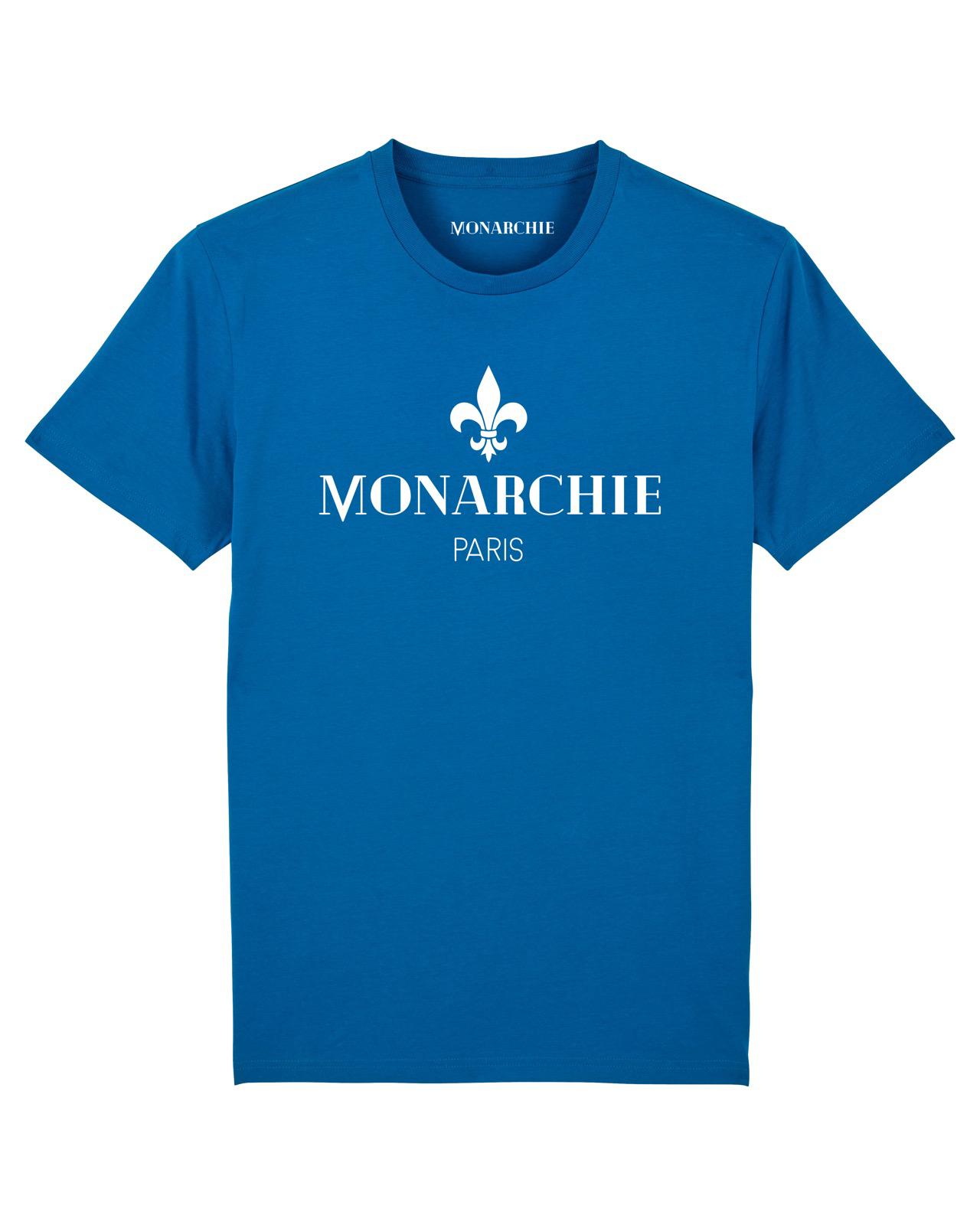 T-SHIRT BLEU LOGO BLANC