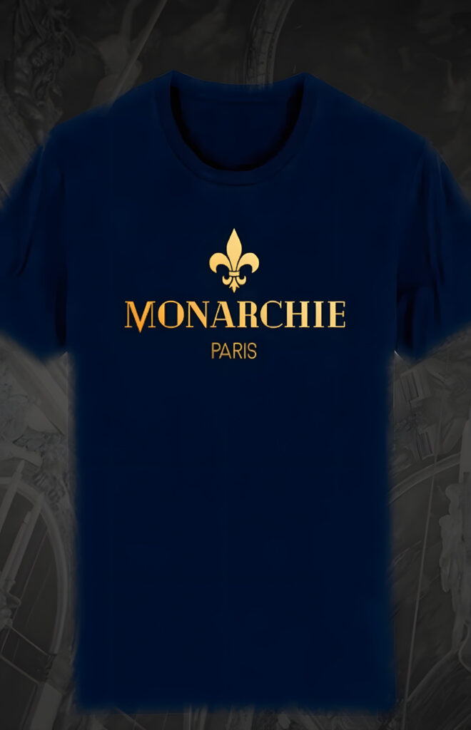 T-Shirt Bleu Logo Or